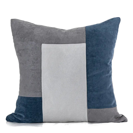 Blue Grey Patchwork Decorative Pillow Cover