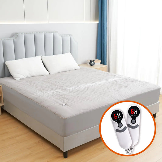 RALYSUN Electric Mattress Pad Queen Size 60"x80"6 Heating Levels & 1-10 Hour Auto Shut OffWarm and Soft Comfort Fabric with 15 Inch Deep PocketMachine WashableGray