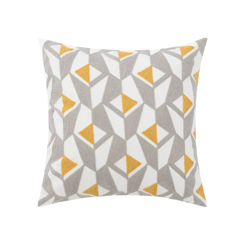 Cotton Chain Embroidered Lumbar Pillow Cover