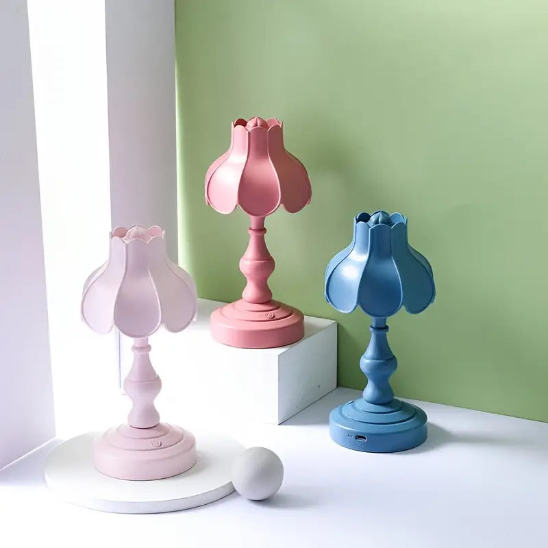 European Retro Lotus LED Night Light for Bedroom