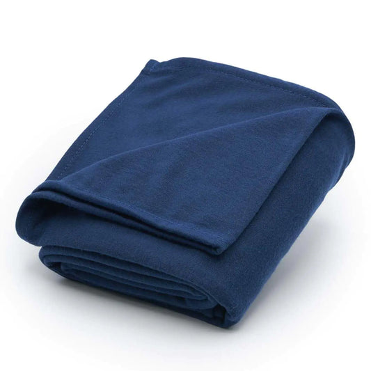 Brookstone Travel Blanket - 2 in 1 Warm Soft Fleece Travel Blanket with Carrying Pouch - Compact Travel Car Airplane Blanket Blue Foot Pocket