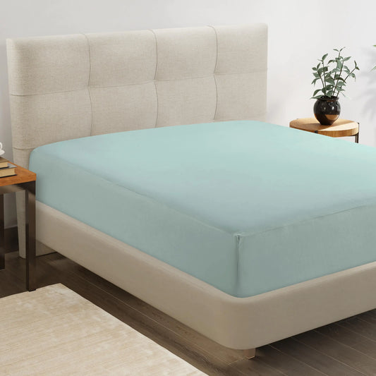 Lane Linen King Fitted Sheet Only - 4 Way Stretch Knitted Deep Pocket King Bottom Sheet - Fits Upto 16" Mattress (No Flat Sheet) Wrinkle Free Soft Microfiber Fitted Sheet King - Cool Blue