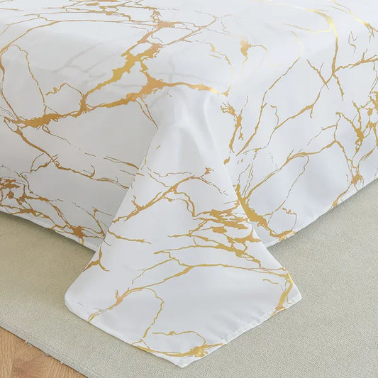 Marble Pattern Fitted Sheet Set with Pillowcases