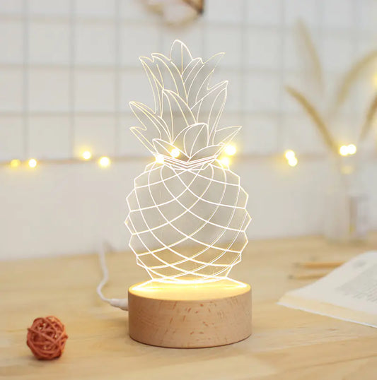 Pineapple 3D Night Light for Bedroom or Desk Decor