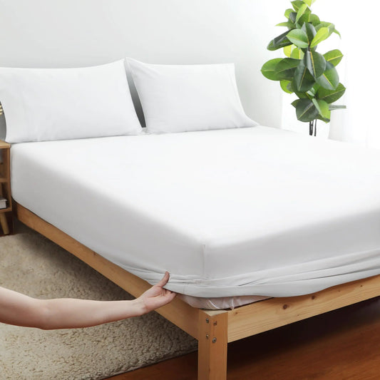 100% Egyptian Cotton Fitted Sheet Twin Size Only 600 Thread Count 8"-16" Deep Pocket Sateen Weave Bottom Sheet Soft Breathable Comfy & Hotel Quality (Twin White)