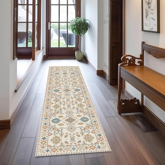 Yanlaza Boho Rug Runners 2x8Narrow Long Hallway RunnersKitchen Carpet Non Slip WashableRubber Backed Area Rugs for entryway Indoor Bedroom Bedside Farmhouse Laundry Bathroom (Cream 2x8)
