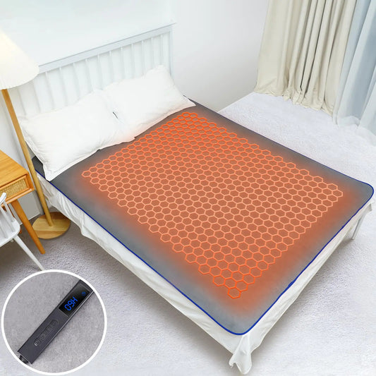 H HOH-Tech Graphene Heated Mattress Pad Queen Size | Bed Heating Pad Electric Bed Warmer | 3s Rapid Heating 0.2cm Ultrathin Blanket 60"×80"