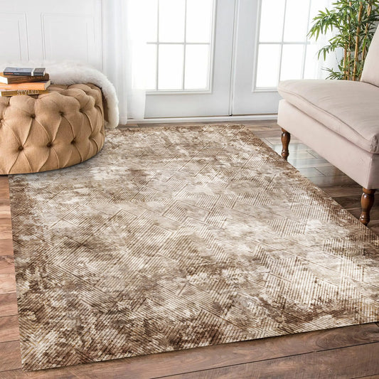 YARNSCAPE 4 x 6 Washable Area Rug - Low Pile Soft Vintage Indoor Rug for Living Dining or Bedroom - Lightweight Carpet with Non-Slip Backing - Foldable for Easy Placement Brown