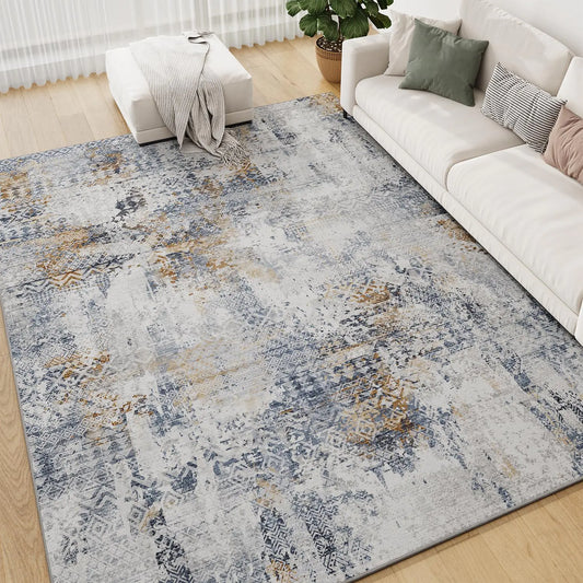 Area Rugs 8x10 Rugs for Living Room Rug Washable Bedroom Rug Carpet for Dining Room Rug Abstract Modern Boho Rug Navy