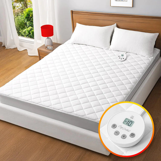 Valthie Heated Mattress Pad Twin XL SizeElectric Mattress Pad Bed Warmer with 10 Heat Settings Controller & 1-12 Hours Auto Shut OffFit Up to 8-21" Deep Pocket Machine Washable (39"x80"White)