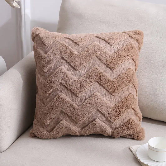 Plush Geometric Throw Pillow Cover for Home Decor