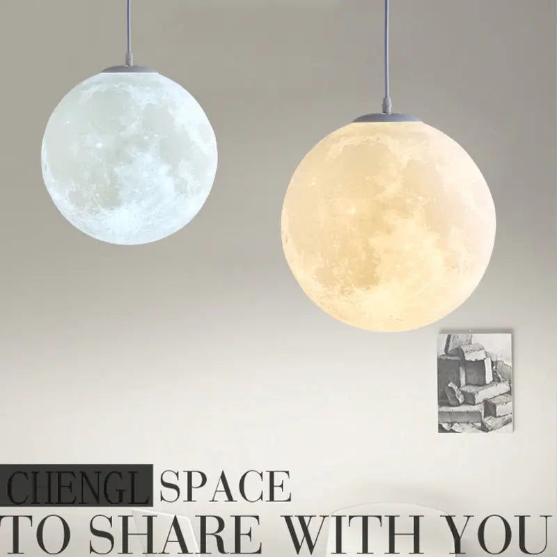 3D Printed Moon Pendant Light for Bedroom and Dining