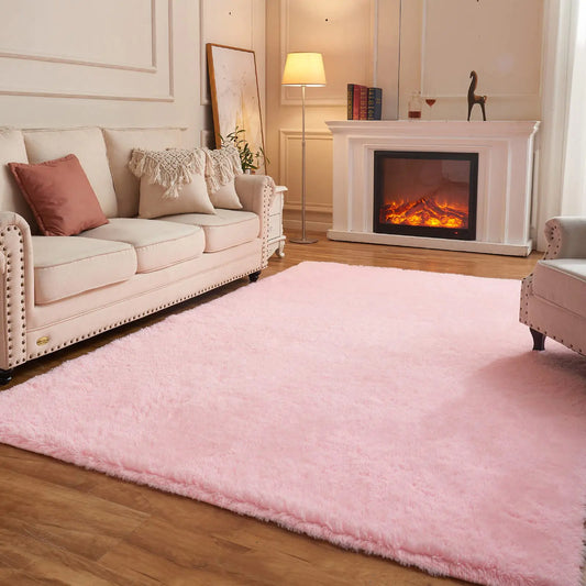 Arbosofe Area Rugs for Living Room Bedroom 8X10 ft Pink Fluffy Fuzzy Shag Small Carpet Soft Plush Furry Clearance Rug Cute Rugs for Nursery Playroom Kids and Girls Room