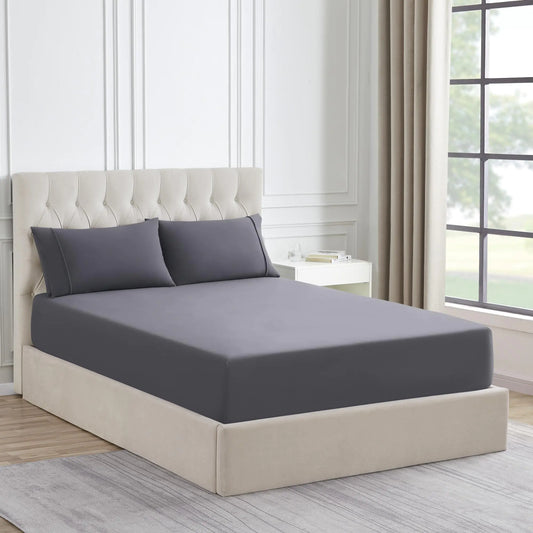 Full Size Flannel Fitted Sheet Only with Full Elastic & Built in Corner Sheet Straps to Prevent Shifting - Soft & Breathable Flannel Bottom Sheet Full Gray