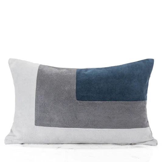 Blue Grey Patchwork Decorative Pillow Cover