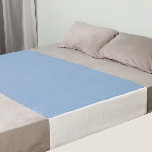 OUTCREATOR® Saddle Style Bed Pad with Tuck-in Sides Absorbent Waterproof Washable and Reusable Incontinence UnderpadPremium Quilted Tuckable Mattress Protector for Adult ToddlerPet(34"X39"Blue)