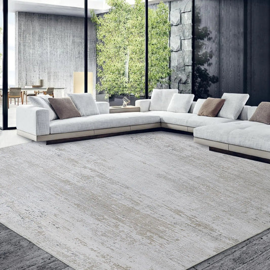 HOMBYS 12x15 ft Modern Abstract Area Rug for Living Room Bedroom Large Boho Floor Carpet with Non-Slip Backing for Indoor Office Dining Room Traditional Home Deco Machine WashableKhaki