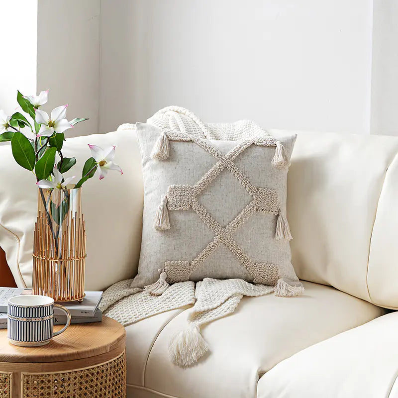 Elegant Moroccan Nordic Style Embroidered Pillow Cover