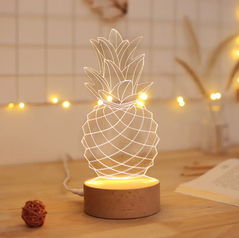 Pineapple 3D Night Light for Bedroom or Desk Decor