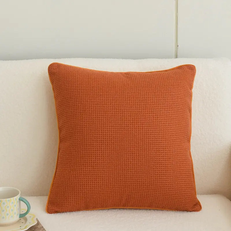 Orange Plaid Cotton and Linen Cushion Pillow Cover