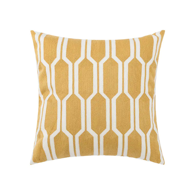 Cotton Chain Embroidered Lumbar Pillow Cover