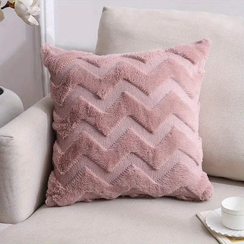Plush Geometric Throw Pillow Cover for Home Decor