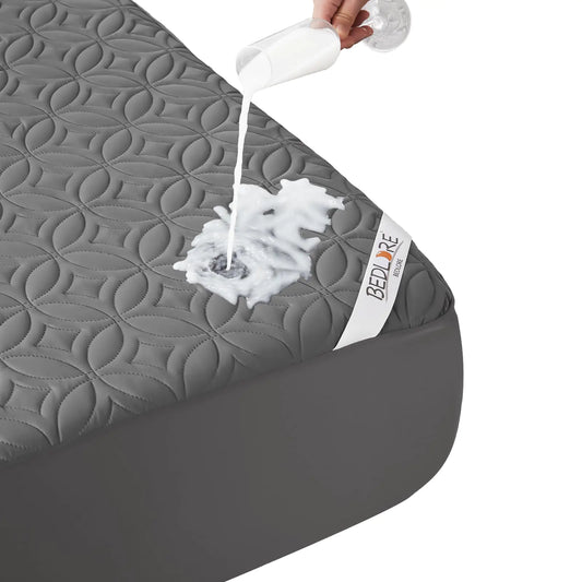 BEDLORE Waterproof Mattress Protector Twin Size Mattress Pad with Deep Pocket 6"-15" Depth Soft Breathable Dirt-Proof Single Bed Mattress Cover for Bedroom Dorm Room (Gray)