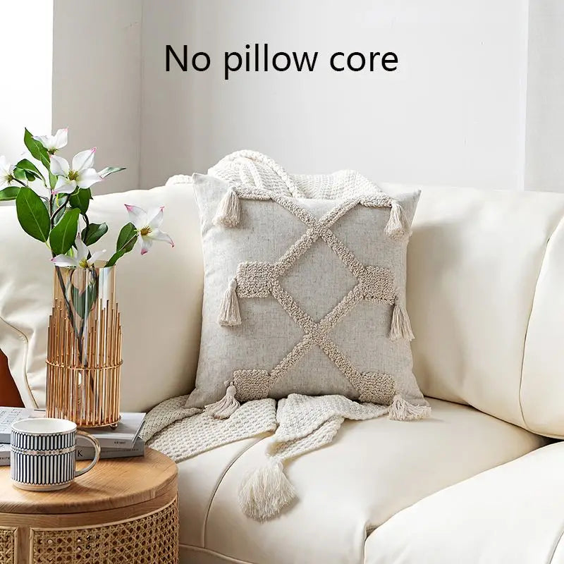 Elegant Moroccan Nordic Style Embroidered Pillow Cover