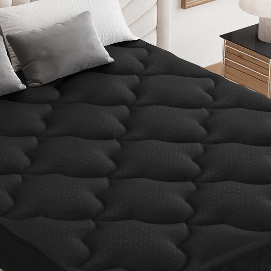 Belffin Pillow Top Mattress Topper California King Size Mattress Pad Cover with 8-21 Inch Deep Pocket Bed Mattress Protector for Back Pain Relief Soft Overfilled Down Alternative Filling Black