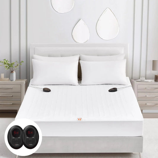 Bwarm Electric Heated Mattress Pad Queen Size 60" x 80" Bed Warmer 9 Heat Settings 1-12 Hours Auto Off Deep Pocket Fast Heating Machine Washable Soft and Cozy