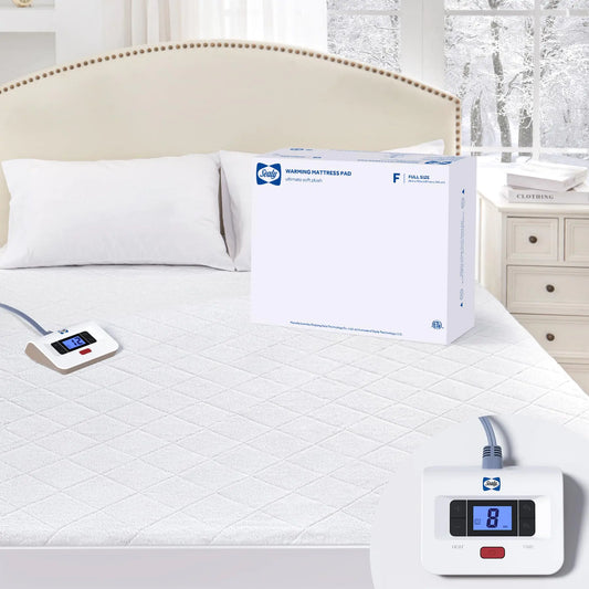 Sealy Heated Mattress Pad Full Size with Plush Top Coral Fleece Electric Bed Warmer Single Controller 10 Heat Settings & Auto Off 1-12 Hours Fit Up to 15" Deep Pocket Machine Washable 54"x75"