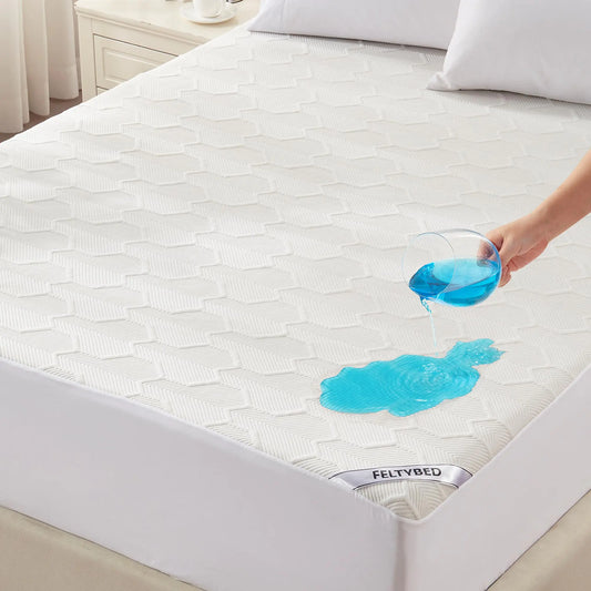 Queen Size Waterproof Mattress Protector 40% Rayon Derived from Bamboo Cooling Mattress Pad Cover 3D Air Fabric Breathable Mattress Pad Fitted with Deep Pocket 6"- 15" Machine Washable