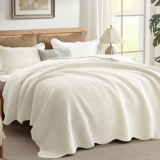 Qucover Luxury Velvet Quilt Queen 3 Piece Soft Warm Winter Queen Quilt Bedding Set White Velvet Quilt with Pillow Shams Lightweight Queen Bedspread Coverlet Christmas Quilt Off-White