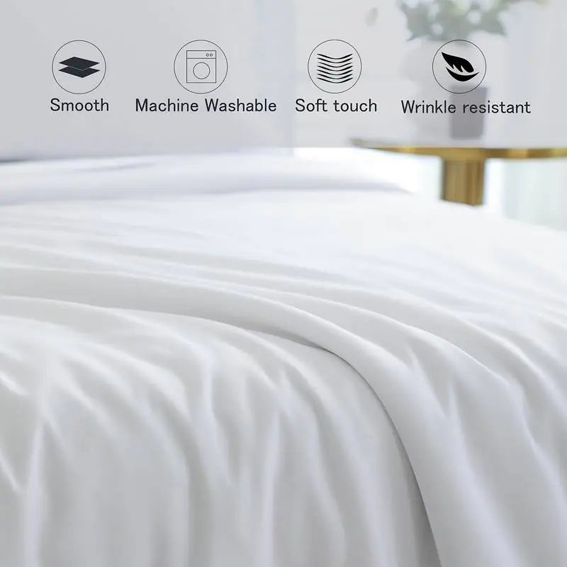 3/4pcs White Polyester Fitted Sheet Set with Pillowcase