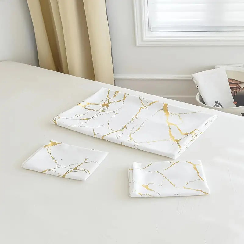 Marble Pattern Fitted Sheet Set with Pillowcases