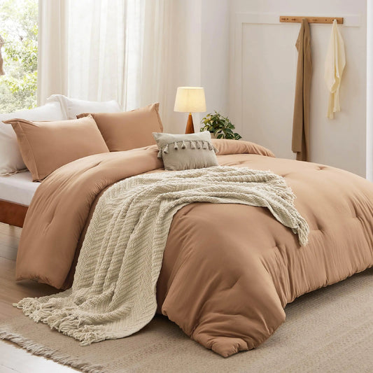 Bedsure King Comforter Set with Throw Blanket - 5 Pieces Boho Bedding Comforters Sets Down Alternative Bed in a Bag，Burnt Orange Bed Set with Comforter Pillow Shams Throw Pillow Chenille Blanket